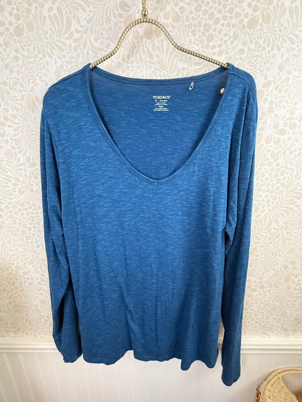Toad&Co Women's Heathered Blue Marley Tencel Long Sleeve V-Neck Tee - Size - XL - Picture 7 of 7